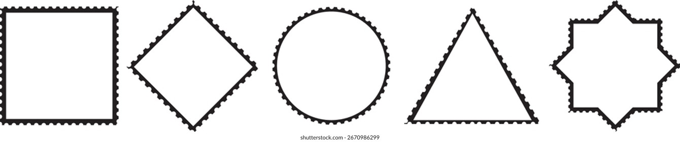 Formas de sello geométrico - iconos vectoriales de cuadrado, círculo, triángulo y estrella