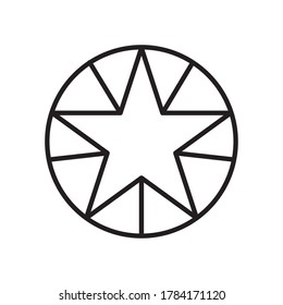 geometric star and circle shape icon over white background, line style, vector illustration