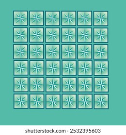 Geometric star design
3D square frame
Abstract star pattern
Gradient background
Vector design with star
Blue and green color tones
Modern 3D art