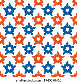 Geometric star or flower floral seamless pattern. Ornament can be used for gift wrapping paper, pattern fills, web page background