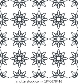Geometric star or flower floral seamless pattern. Ornament can be used for gift wrapping paper, pattern fills, web page background