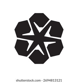 Estrella geométrica y forma de hexágono Abstractas diseño de logotipo negro