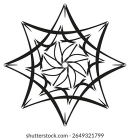 Ícone de estrela geométrica. Padrão de mandala angular. Vetor de raio entrelaçado. Forma de contorno fino.