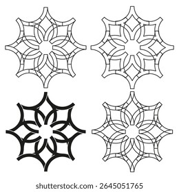 Geometric star icon. Mesh patterned figure. Abstract decorative form. Symmetry vector shape.