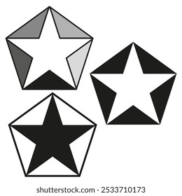 Iconos de estrellas geométricas. Abstractas Formas de estrellas. Estrellas de Vector tridimensionales. Símbolos estelares poligonales.