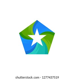 geometric star logo design icon vector
