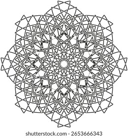 Geometric star mandala. Intricate line pattern. Abstract sacred geometry. Vector ornate design. EPS 10.