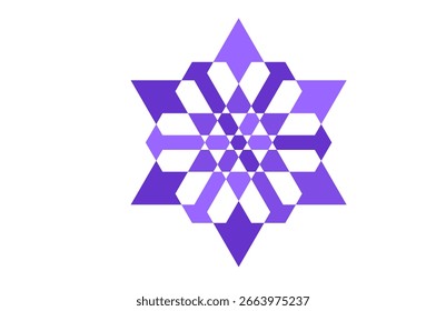 Mandala de estrella geométrica - patrón Abstractas moderno - perfecto para el arte de la pared, decoración del hogar, fondos digitales y diseño textil con tonos púrpuras vibrantes