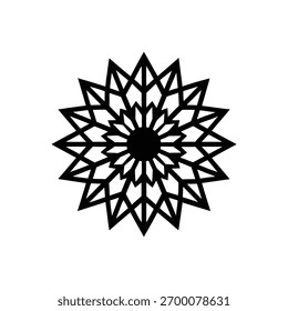 Geometric, Star Mandala ,Vector, black, white backround,