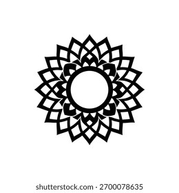 Geometric, Star Mandala ,Vector, black, white backround,