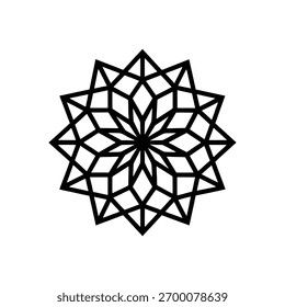 Geometric, Star Mandala ,Vector, black, white backround,