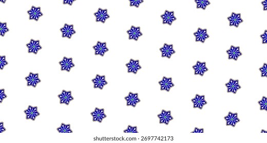 geometric star pattern. Abstract blue, white, and green repeating vector background design for textiles or packaging.