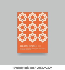 Geometrisches Sternmuster, Hintergrund. Poster, Buch, Cover Template Design. orangefarbener Quadrat, Linien und diamantförmige Kunst oder Nahost, arabischer Musterhintergrund. - Vektorgrafik