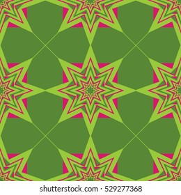 Geometric Star pattern green pink