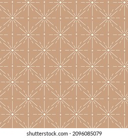 Geometric Star Pattern Repeat In Beige And Brown Background Print. Vector Illustration Surface Design For Yoga, Spiritual, Coaches, Tarot And Universe Lovers.