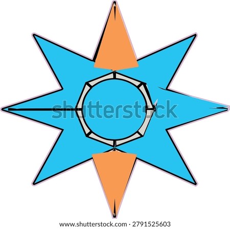 Geometric Star Polygon Design With Central Circle Vector Illustration