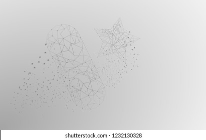geometric star. Polygonal wireframe mesh art, origami, peace concept illustration or background for technology concept