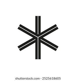 Geometrische Sternform. Abstrakte radiale Linien. Modernes Vektordesign. Minimalistisches schwarzes Symbol.