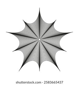 Geometric star shape. Abstract radial lines. Black optical pattern. Vector illustration.