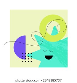 Forma Estrella Geométrica con Ilustración del Vector de Emoción Cara. Caracteres de figura de corte para diseño gráfico