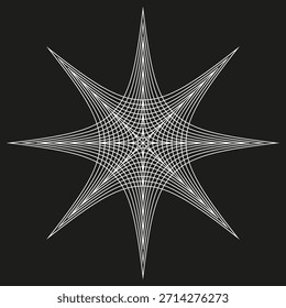 Geometrische Sternform. Kompliziertes Linienmuster. Dynamischer optischer Vektoreffekt. Abstraktes Strukturelement EPS 10.