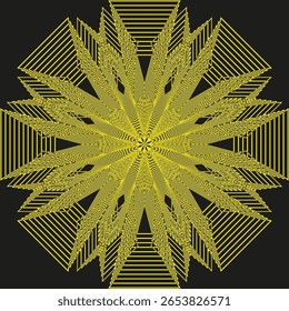 Forma geométrica das estrelas. Padrão de triângulo radial. Elemento de ouro abstrato. Design decorativo vetorial. EPS 10.