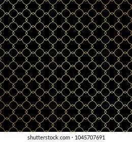 Geometric star shaped seamless pattern. Black and gold elegant texture.