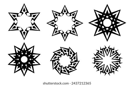 Colección de formas de estrellas geométricas arte de línea abstracto