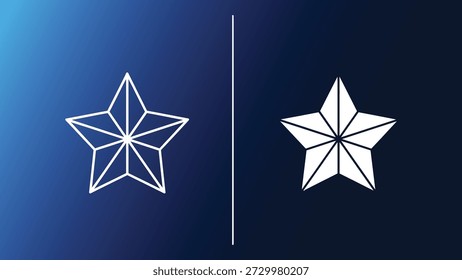 Geometrische Sternformen auf Farbverlauf-blauem Hintergrund mit weißen Linien und kontrastierenden dunklen Tönen