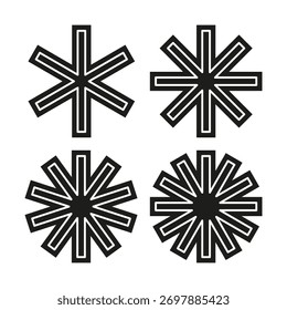 Formas de estrellas geométricas. Elementos negros simples. Vector de símbolos Abstractas. Colección de fondo blanco. EPS 10.