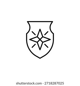 Ícone Minimalista de Contorno de Escudo de Estrela Geométrico