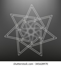Geometric star of structural lattice polygons. The figure made up of three-dimensional triangles.