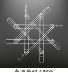 Geometric star of structural lattice polygons. The figure made up of three-dimensional triangles.