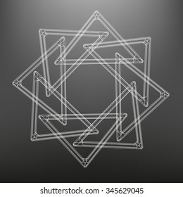 Geometric star of structural lattice polygons. The figure made up of three-dimensional triangles.