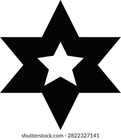 Geometric star symbol featuring smaller star inside larger star design for graphic illustration