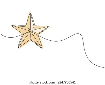 Ilustración continua de una línea del vector de estrella geométrica. Icono de silueta lineal dibujado a mano. Elemento de diseño mínimo para impresión, pancarta, tarjeta, cartel de arte de pared, folleto. 