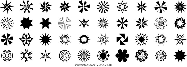 Geometrisches Sternzeichen und abstraktes Shape-Icon-Set für modernes Grafikdesign und Mustergrafik