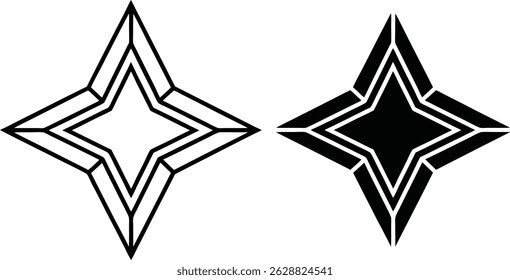 Geometric starburst design in two variations for abstract decorative and conceptual purposes