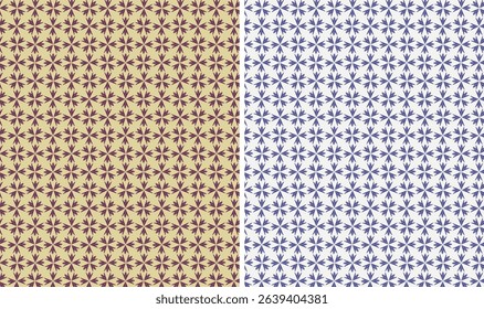 A geometric starburst pattern with sharp, petal-like points, repeated symmetrically over olive green and off-white backgrounds, creating a bold and structured visual rhythm