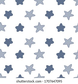 Estrellas geométricas sin fisuras sobre fondo blanco. La estrella abstracta forma el fondo de pantalla de los elementos. Diseño de tejidos, tejidos textiles, papel de envoltura, tejidos infantiles. Simple ilustración vectorial.