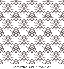 Geometric stars, vector seamless pattern, christmas winter ornament.