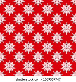 Geometric stars, vector seamless pattern, christmas winter ornament.