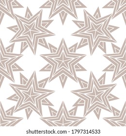 Geometric stars, vector seamless pattern, vintage, retro ornament.
