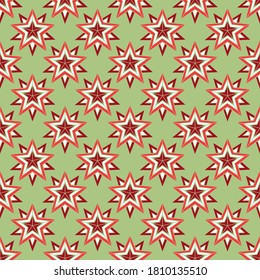 Geometric stars, vector seamless pattern, christmas winter ornament.
