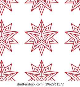 Geometric stars, vector seamless pattern, christmas winter ornament.