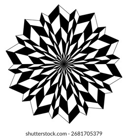 Patrón de mandala geométrico en forma de estrella

Mandala abstracto en blanco y negro con simetría geométrica aguda, perfecto para fondos, adornos o diseño textil.