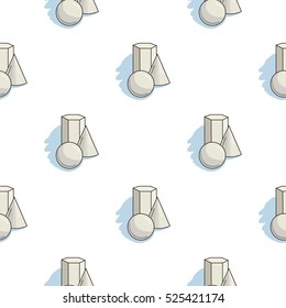Geometric still life icon in pattern style isolated on white background. Artist and drawing symbol stock vector illustration.