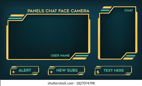 Geometric Stream overlay Panels. Chatbox. Face Camera with yellow green theme Vector Illustration
