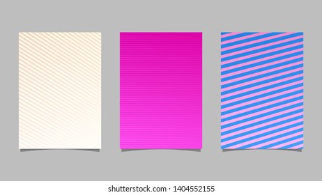 Geometric stripe flyer template set - gradient vector brochure background graphics from stripes