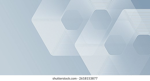 Geometric stripe hexagon lines on gray background line art abstract modern